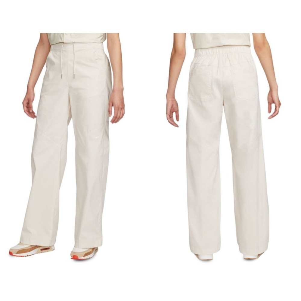 Nike SPORTSWEAR ESSENTIALS WOVEN HIGH-RISE Wide Leg Pants Sail Women Small NWOT